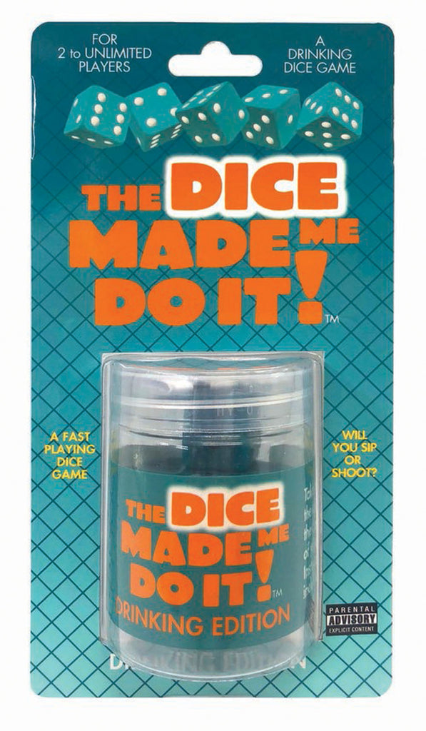 The Dice made me do it drinking game great for bachelor and bachelorette parties, adult birthday parties, hens night.