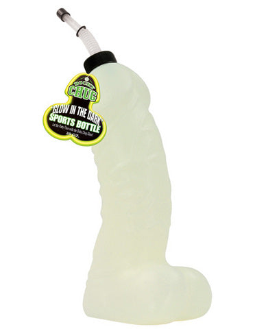Dicky Chug Glow in the Dark Penis Shaped Plastic Sports bottle. Dicky Chug sports bottles make great party favors for adult birthdays or bachelorette parties!