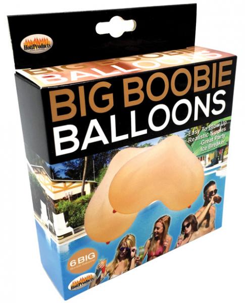 Big Boobie Balloons are latex balloons shaped like a pair of big boobies. 6 Big Nude colored boobie shaped balloons with nipples. 6 pack box. Great for Bachelor Parties! 