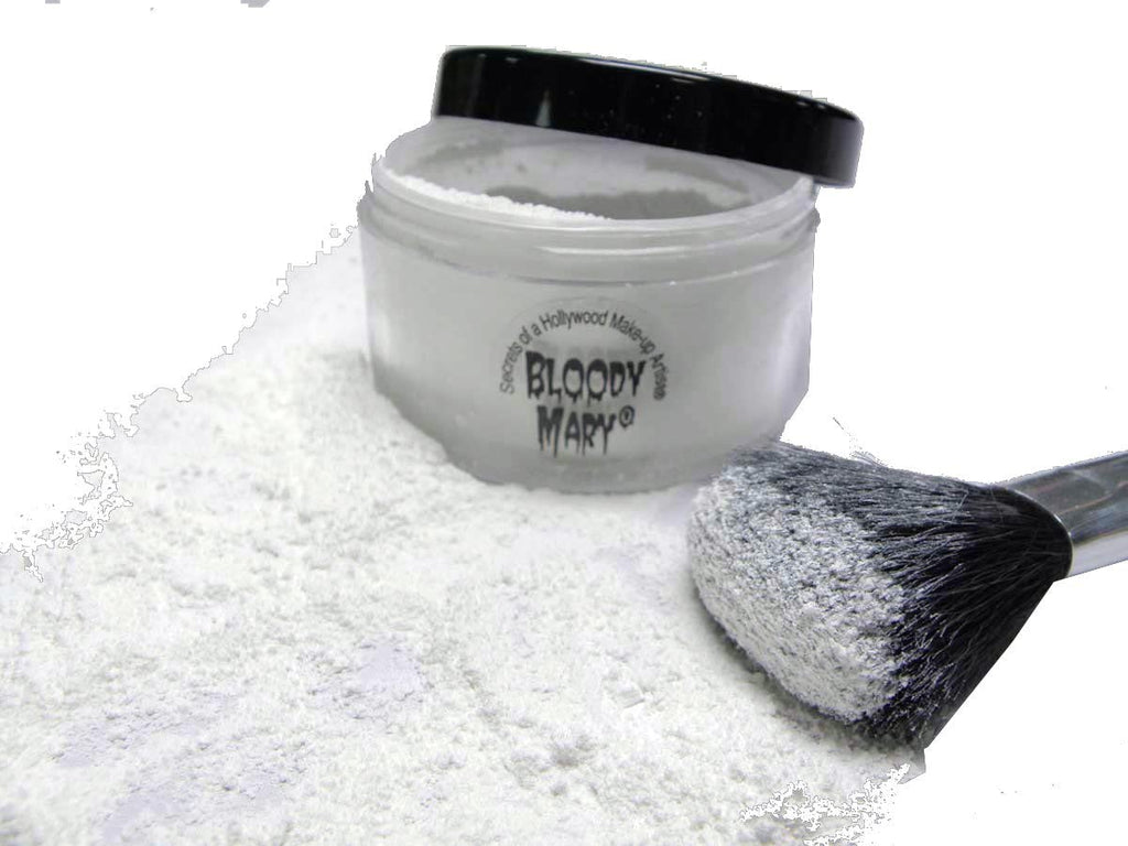 Loose White FX Setting Powder and brush by Bloody Mary. Secrets of a Hollywood Makeup artist. 