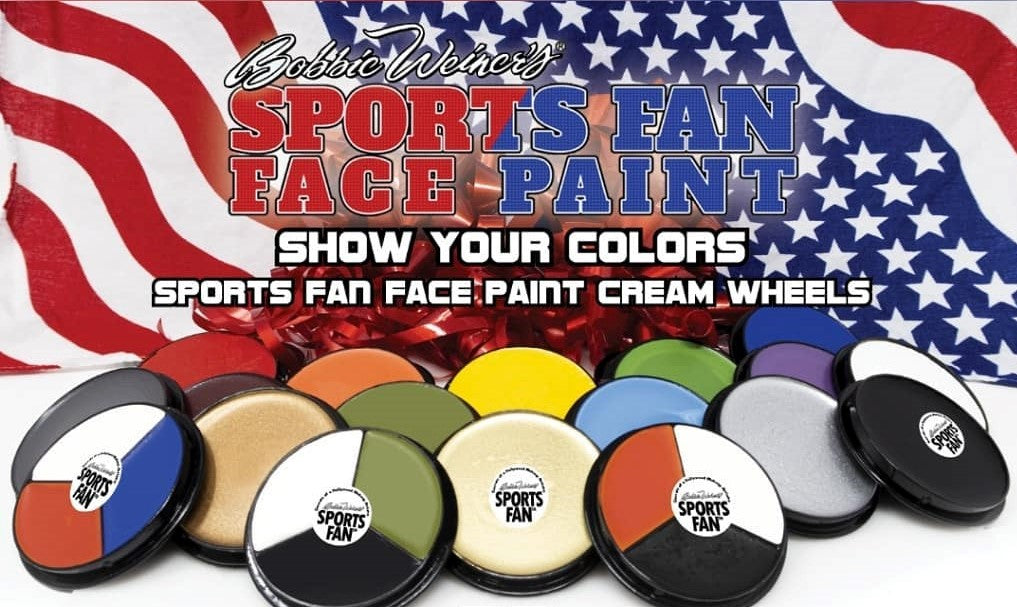 sports fan face paint cream wheels by Bobbie Weiner a.k.a. Bloody Mary. Choose from 15 Colors all in an easy to carry compact size. 