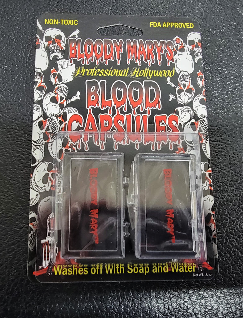12 pack of Bloody Mary's Professional Hollywood Blood Capsules. Edible fake blood, FDA approved, Non toxic food grade fake blood. 