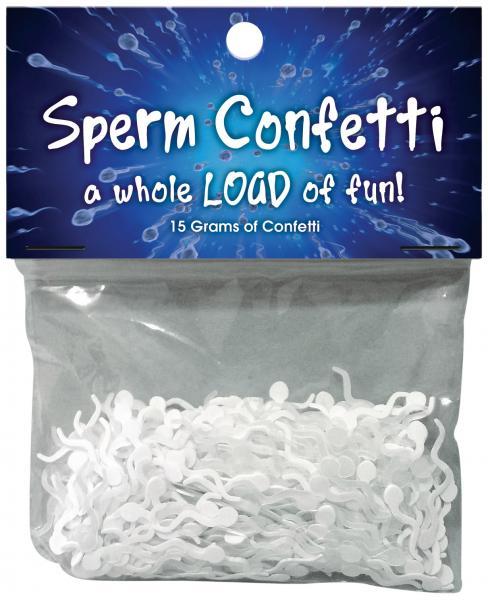 Sperm Confetti is 15 grams of white plastic sperm shaped confetti perfect for bachelor or bachelorette parties or to put in those birth announcements. 