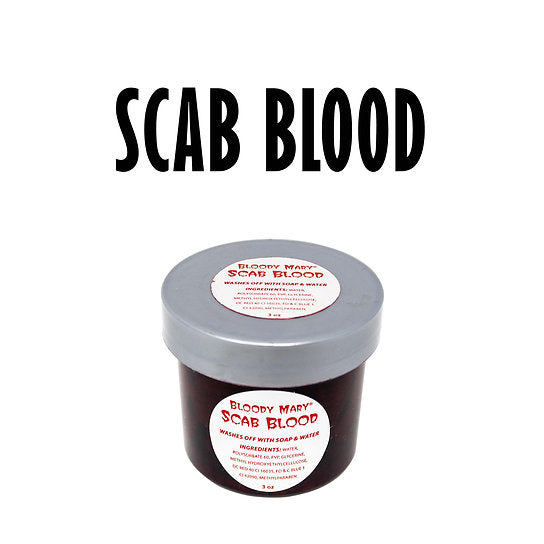 3 oz. tub of scab blood by Bloody Mary. Non-toxic, Made in the USA.