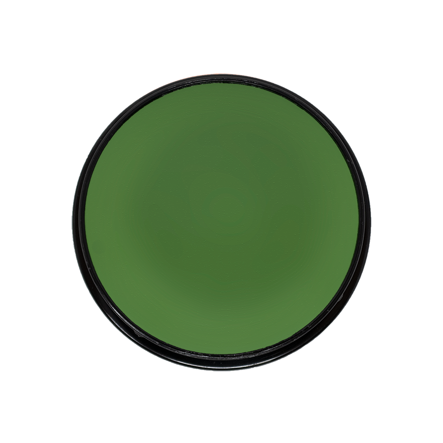 round compact of green sports fan face and body paint by Bloody Mary